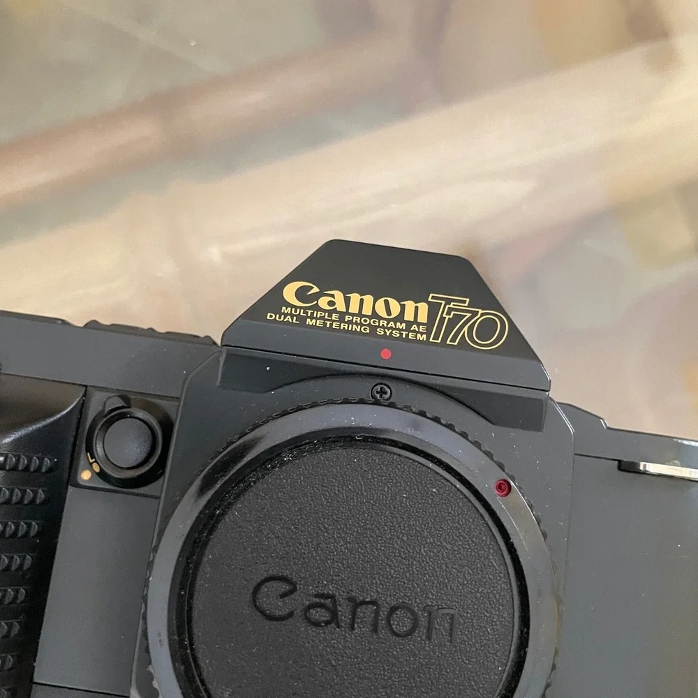 Canon T70 35mm SLR Film Camera Body Dual Metering System Black Made in Japan